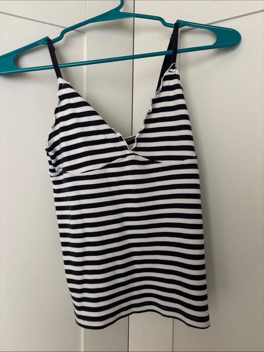 John Galt Striped Navy & White V-Neck Tank Top
